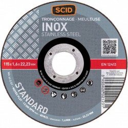 Disque à  tronçonner l'Inox - 115 x 1.6 mm - SCID - Disque - BR-671511