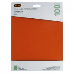 Papier de verre - x 4 - Grain 100 - 230 x 280 mm - SCID - Bande et patin abrasif - BR-044700