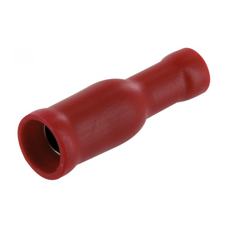 Lot de 10 clips femelles cylindriques isolées ⌀ 4 mm - Rouge - DHOME - Cosses de connexions électrique - BR-245472