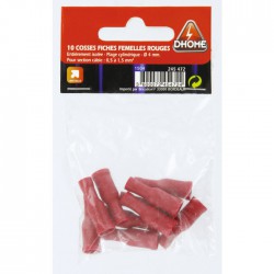 Lot de 10 clips femelles cylindriques isolées ⌀ 4 mm - Rouge - DHOME - Cosses de connexions électrique - BR-245472