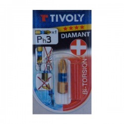 Embout de vissage - Bi-torsion Diamant - PH 3 - Vis Philips 25 mm - TIVOLY - Embout de vissage - BR-812572