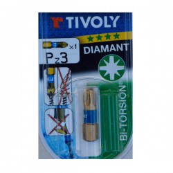 Embout de vissage - Bi-torsion Diamant - PZ 3 - Vis PZ 25 mm - TIVOLY - Embout de vissage - BR-812568