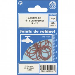 Joint en fibre pour tête de robinet - ⌀19 x 22 mm - Lot de 15 - GRIPP - Joint fibre de tête de robinet - BR-790249