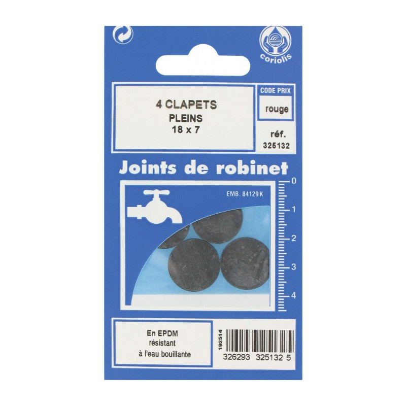 Joint Clapet plein Robinet - 18 x 7 mm - Lot de 4 - GRIPP - Joint clapet plein - SI-877639