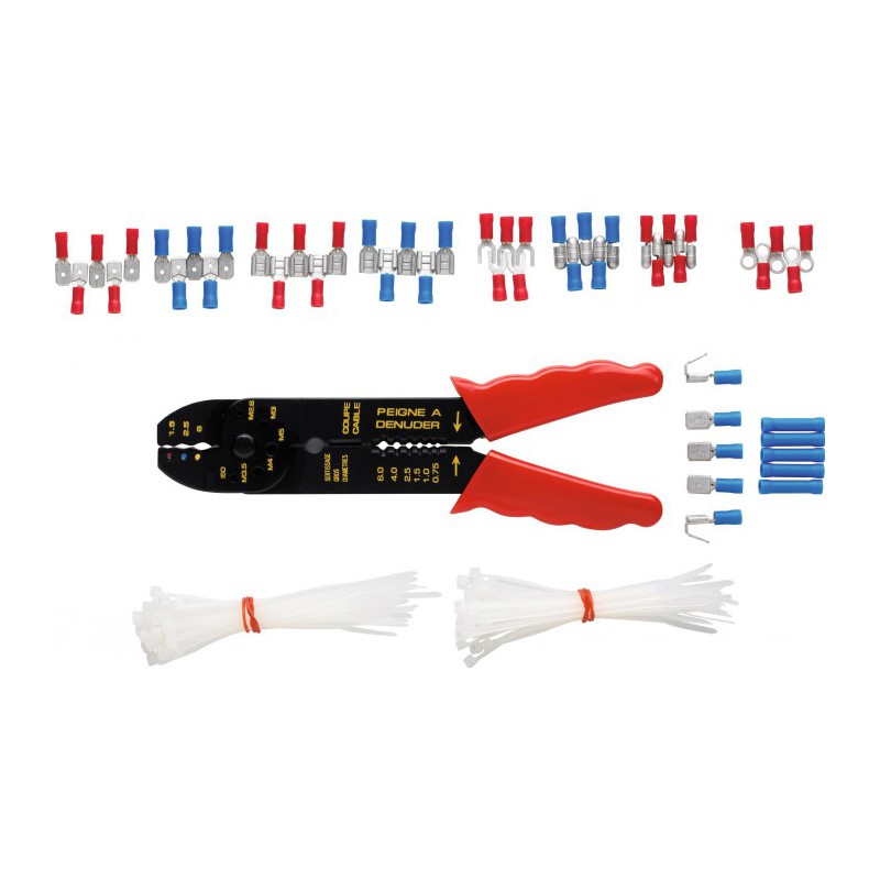 Kit pince à  sertir + 50 cosses - TIBELEC - Outil d'électricien - BR-706329