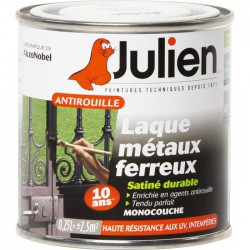 Laque métaux ferreux antirouille - Blanc satiné - 250 ml - JULIEN - Antirouille - 722553D