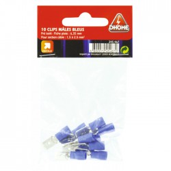 Lot de 10 clips mâles pré isolés ⌀ 6.35 mm - Bleu - DHOME - Cosses de connexions électrique - BR-245467