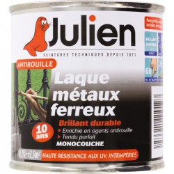 Laque métaux ferreux antirouille - Noir brillant - 250 ml - JULIEN - Antirouille - BR-687839