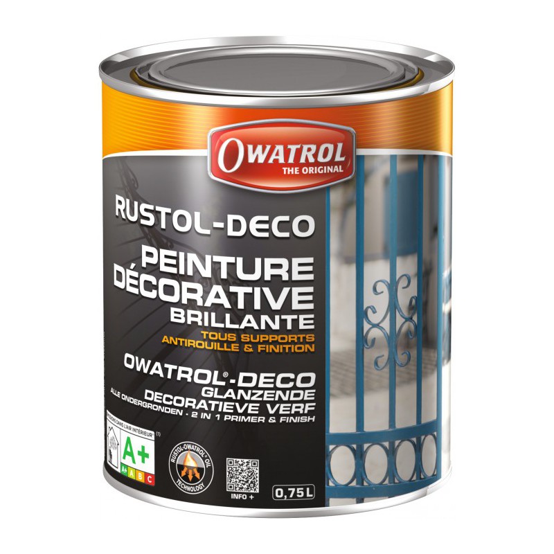 Peinture décorative brillante - Antirouille et finition - Blanc - 750 ml - OWATROL - Antirouille - BR-536563