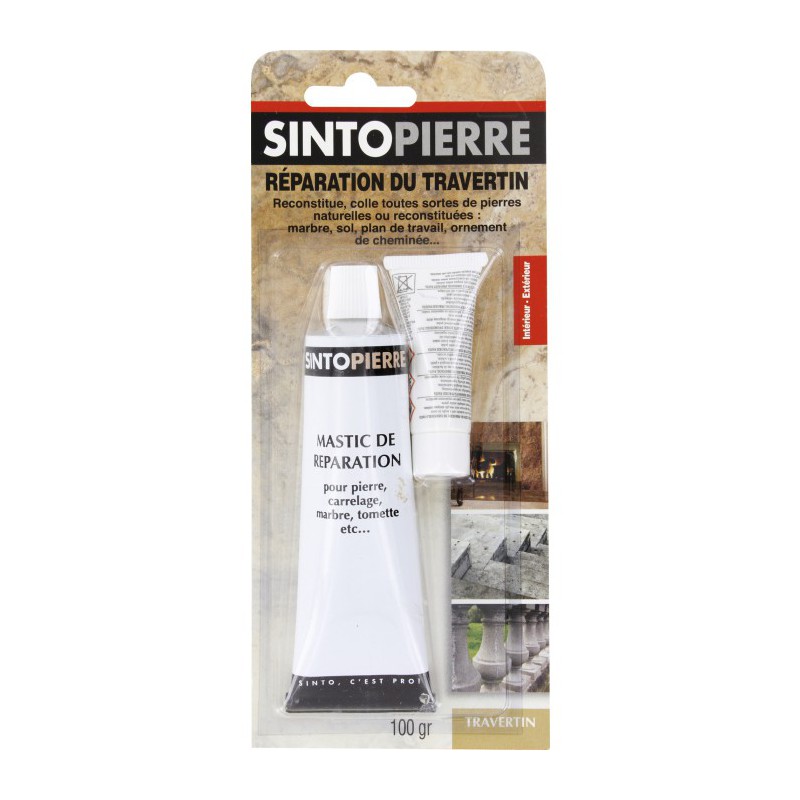 Mastic de réparation pour pierre, carrelage, marbre - Répar' Sols et Murs - Travertin - 100 Grs - SINTO - Mastic de réparatio...