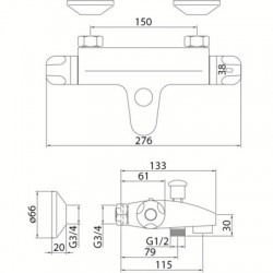 Mitigeur thermostatique pour bain-douche "Thermo-Azur" - SIDER - Robinets / Mitigeurs - SI-285810