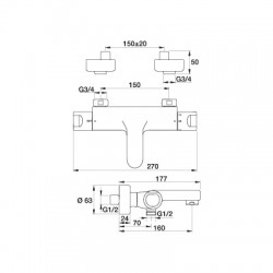 Mitigeur thermostatique pour bain-douche "Thermo-Confort" - SIDER - Robinets / Mitigeurs - SI-384200