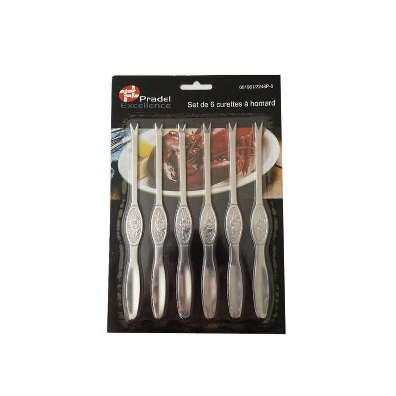 Lot de 6 curettes à  homard - 17.6 cm - PRADEL - Couverts à fruits de mer - 7248P-6