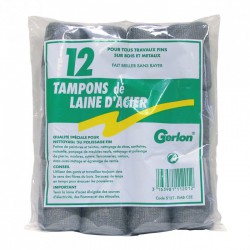 Lot de 12 tampons de laine d'acier - GERLON - Entretien du bois - BR-012152