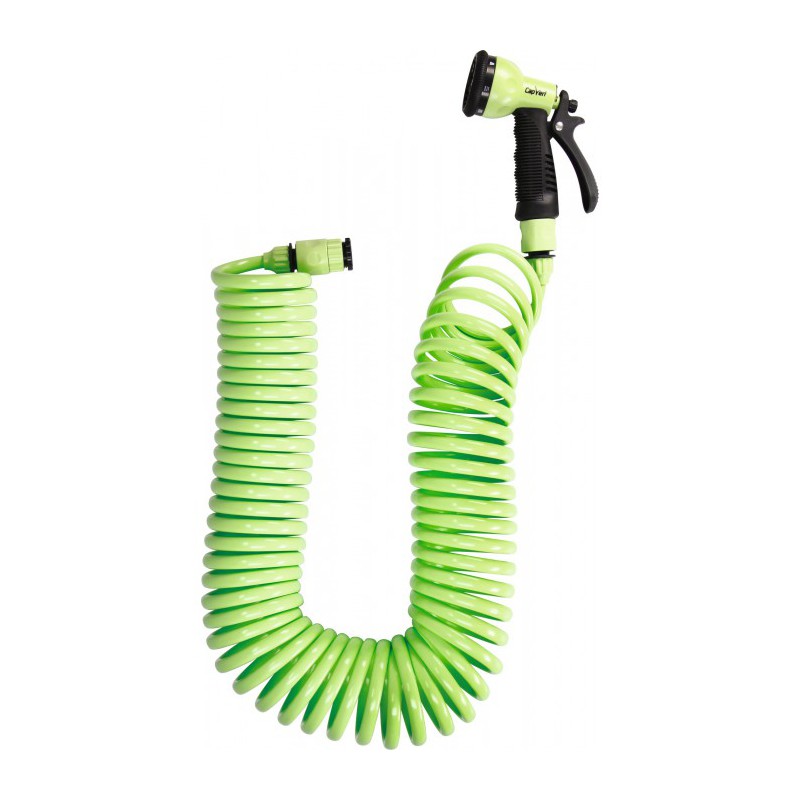 Tuyau spirale de balcon - Auto-rétractable - 15 M - CAP VERT - Tuyaux d'arrosage - BR-098115