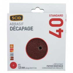 Disque corindon étoilé ⌀125 x 12 mm - Grain 40 - Lot de 5 - SCID - Bande et patin abrasif - BR-044631