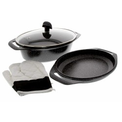 Cocotte façon pierre - Avec maniques - Set de 3 pièces - 33.5 cm - PRADEL - Casserole / Faitout - 52804M