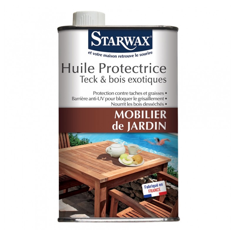 Huile protectrice pour mobilier de jardin en teck et bois exotiques - 500 ml - STARWAX - Entretien du bois - BR-012023 Huile protectrice pour mobilier de jardin en teck et bois exotiques - 500 ml - STARWAX - Entretien du bois - BR-012023
