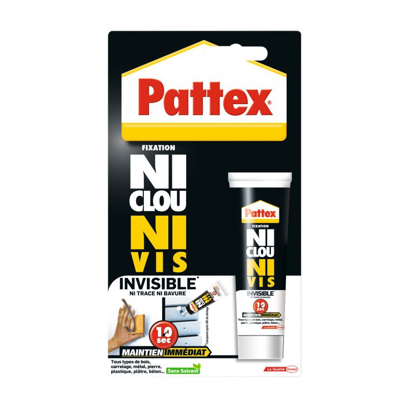 Ni Clous Ni Vis - Invisible - Prise immédiate - 40 ml - PATTEX - Mastic de fixation - BR-306824