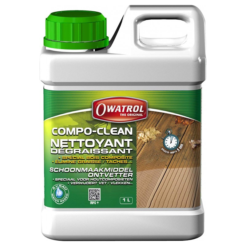 Nettoyant dégraissant spécial composites - Compo Clean - 1 L - OWATROL - Réparation et rénovation du bois - DE-400770