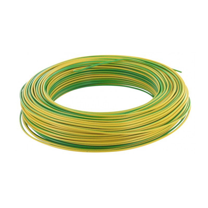 Câble d'installation H07V-U 1.5 mmÂ² - 100 M - Vert / Jaune - ELECTRALINE - Fils et câbles électriques - BR-373036