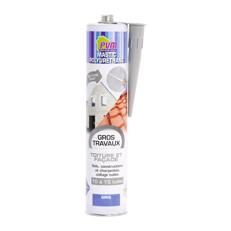 Mastic colle gris pour toiture et façade - 310 ml - PVM - Mastic maçonnerie - BR-822959