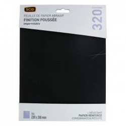 Papier imperméable - 230 x 280 mm - Grain 320 - Lot de 4 - SCID - Bande et patin abrasif - BR-044694