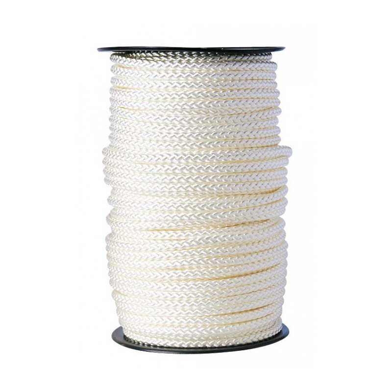 Bobine de 100 m Drisse tressé blanc - ⌀8 mm - Cordage - BR-083194