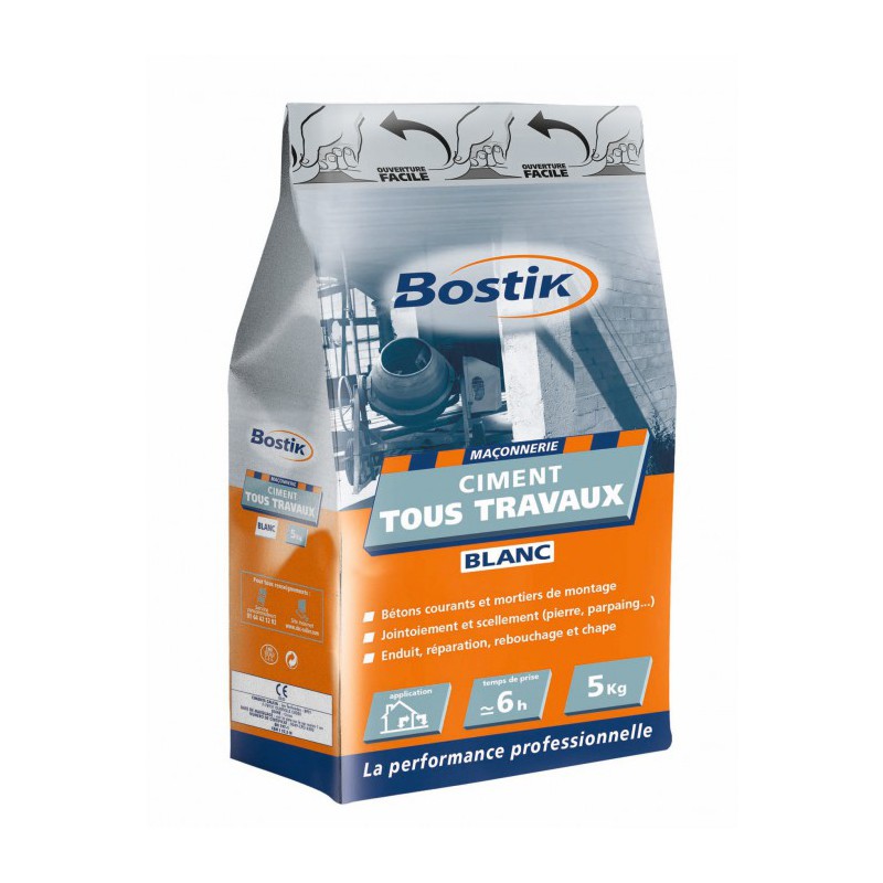 Ciment tous travaux - Blanc - 5 Kg - BOSTIK - Ciment et Plâtre - BR-700175 Ciment tous travaux - Blanc - 5 Kg - BOSTIK - Ciment et Plâtre - BR-700175