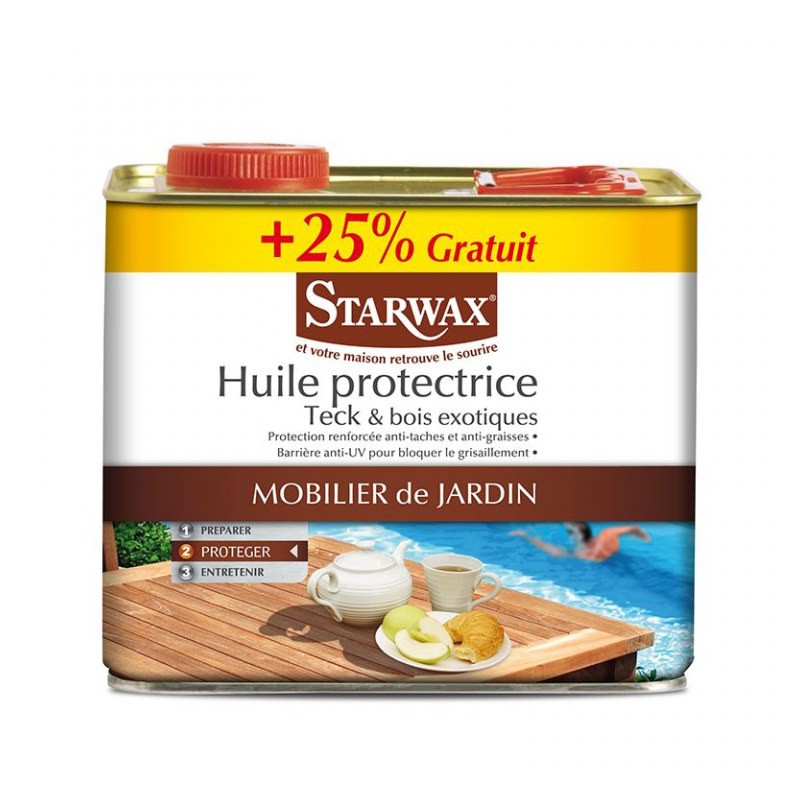 Huile protectrice pour bois exotiques - 2 L - STARWAX - Lasures et Vernis - DE-210393