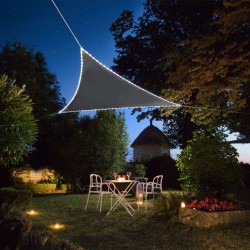 Voile d'ombrage triangulaire - Bordures en Leds solaires - Ardoise - MOREL - Voile d'ombrage - BR-960335