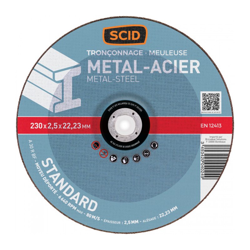 Disque à  tronçonner standard - Métaux - Diamètre 230 mm - SCID - Disque - BR-671510