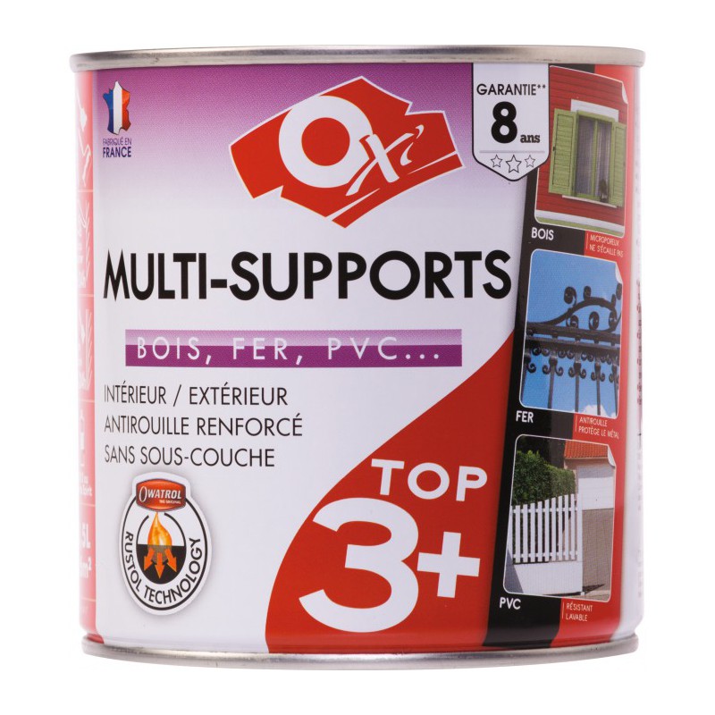 Peinture satinée multi-supports TOP3 - 2.5 L - Bordeaux - OXI - Peintures - BR-415504