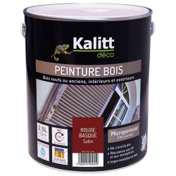 Peinture bois - Microporeuse - Satin - Rouge basque - 2.5 L - KALITT - Peintures - DE-391920