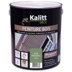 Peinture bois - Microporeuse - Satin - Vert provence - 2.5 L - KALITT - Peintures - DE-368464