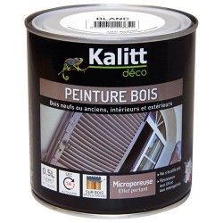 Peinture bois - Microporeuse - Satin - Blanc - 0.5 L - KALITT - Peintures - DE-368373