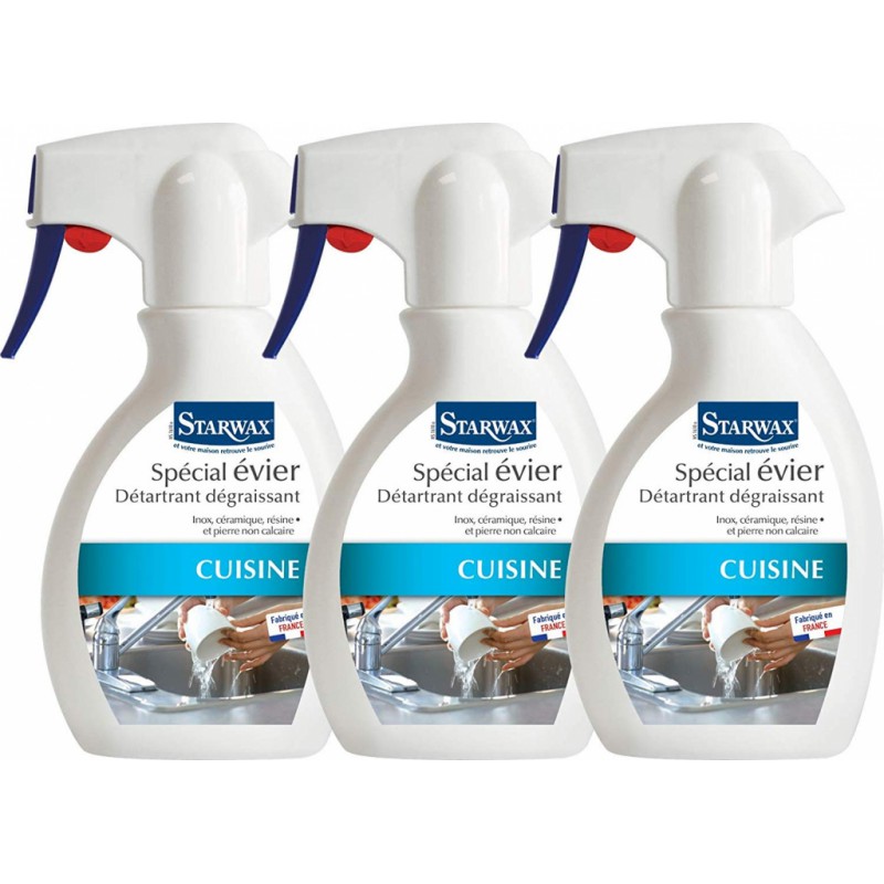Détartrant et dégraissant - Spécial évier - 250 ml - Lot de 3 - STARWAX - Entretien de la cuisine - 506447 Détartrant et dégraissant - Spécial évier - 250 ml - Lot de 3 - STARWAX - Entretien de la cuisine - 506447