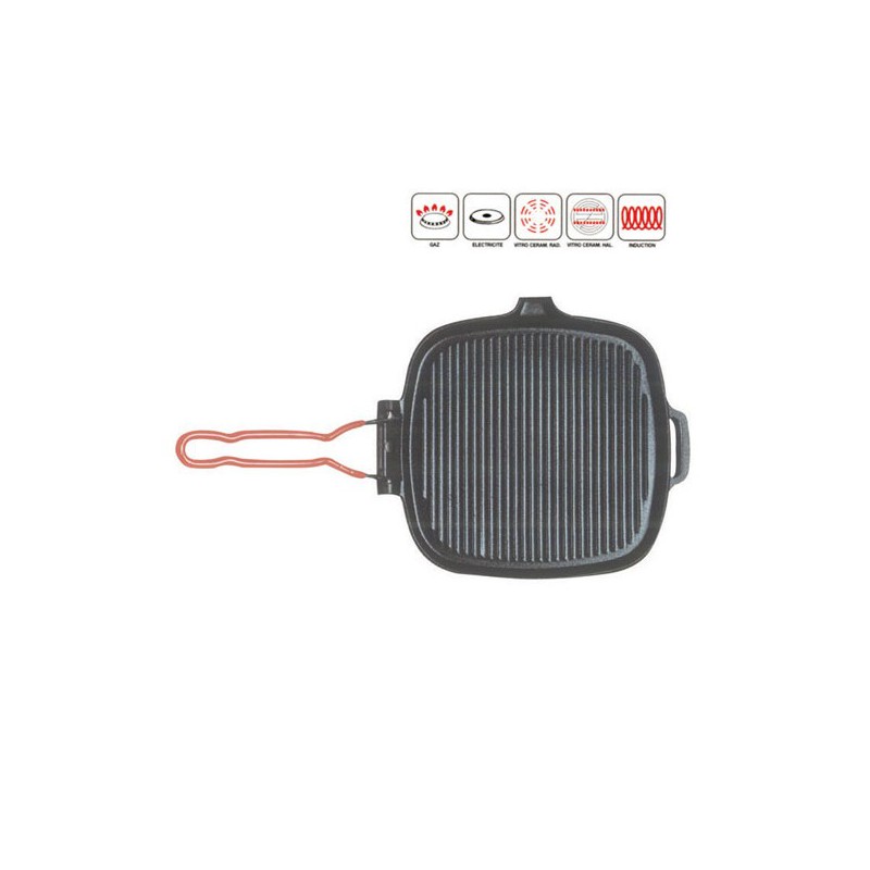 Gril viande carré en fonte - 25 cm - noir de INVICTA - Accueil - DE-714642