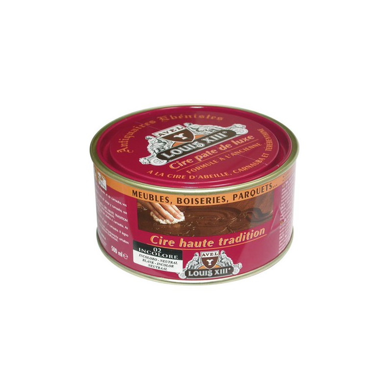 Cire d'abeille en pâte - Louis XIII - Incolore - 500 ml - AVEL - Entretien du bois - BR-228097 Cire d'abeille en pâte - Louis XIII - Incolore - 500 ml - AVEL - Entretien du bois - BR-228097