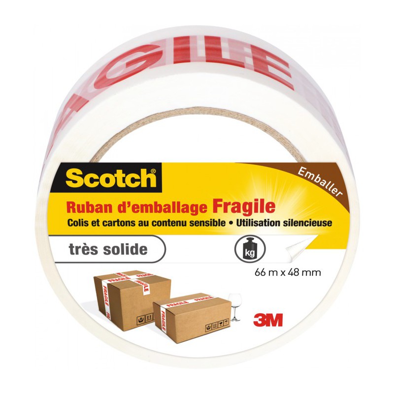 Ruban adhésif d'emballage marquage Fragile Scotch - 66 m - Ruban emballage - BR-470141