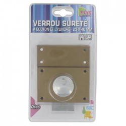 Verrou de sureté à  bouton et cylindre - 40 mm - PVM - Verrous - BR-480909