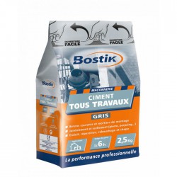 Ciment tous travaux - Gris - 2.5 Kg - BOSTIK - Ciment et Plâtre - BR-700179