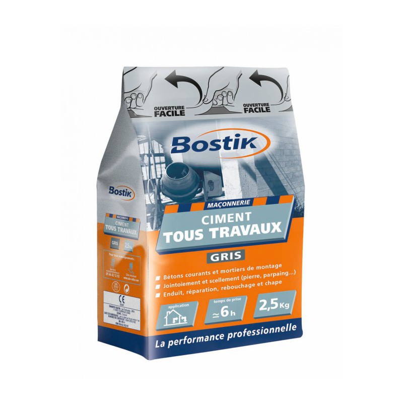 Ciment tous travaux - Gris - 2.5 Kg - BOSTIK - Ciment et Plâtre - BR-700179