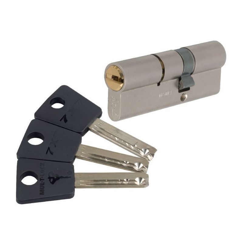 Cylindre 2 entrées 7 x 7 Varié Nickelé - Mul-T-Lock - 40 mm / 40 mm - Cylindres - SI-710617