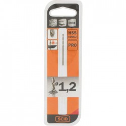 Foret métal HSS cobalt - Longueur 35 mm - Diamètre 1,2 mm - SCID - Forêt / Mèche - BR-763704