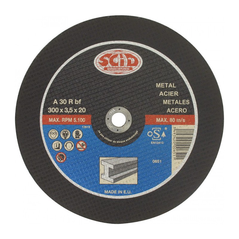 Disque abrasif à  moyeu plat métaux ⌀300mm alésage 25,4mm - SCID - Disque - BR-869849