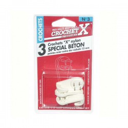 Crochet béton nylon - n°2 - lot de 4 de CROCHET X - Crochet et support adhésif - DE-865501