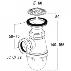 Combiné bonde/siphon urinoir à  grille - NICOLL - Bondes pour lavabo / Bidet / Douche - SI-150234