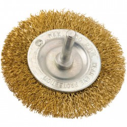 Brosse circulaire acier laitonnée ondulé sur tige - 75 mm - SCID - Bande et patin abrasif - BR-242444