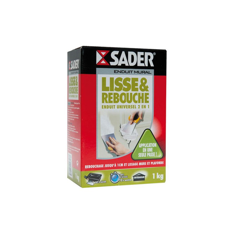 Enduit lisse et rebouche - Universel 2 en 1 - 1 Kg - SADER - Enduit de lissage - DE-221523